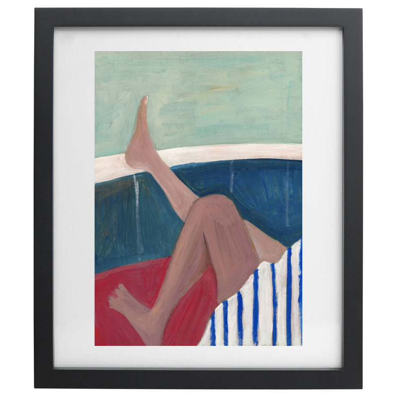 Legs by the pool artwork in a black frame