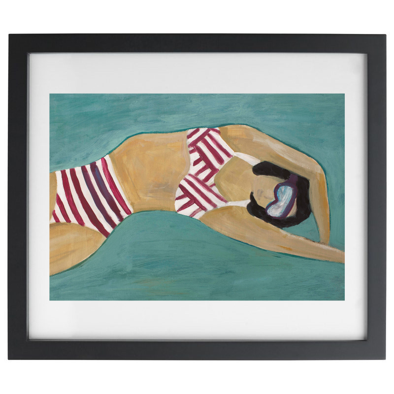 Painting of a swimmer in a black frame