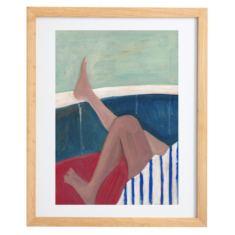 Legs by the pool artwork in a natural frame