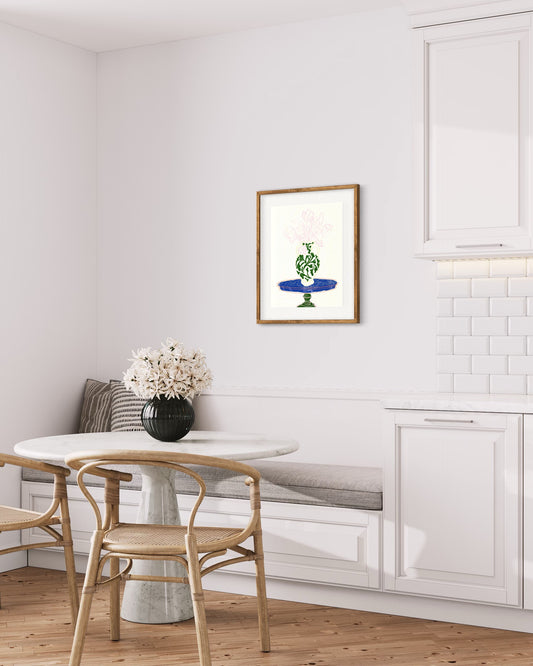 Rachel Joanis / Green Vase with Pink Flowers