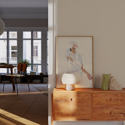 collage mixed media artwork blue and white buy wall art and prints online