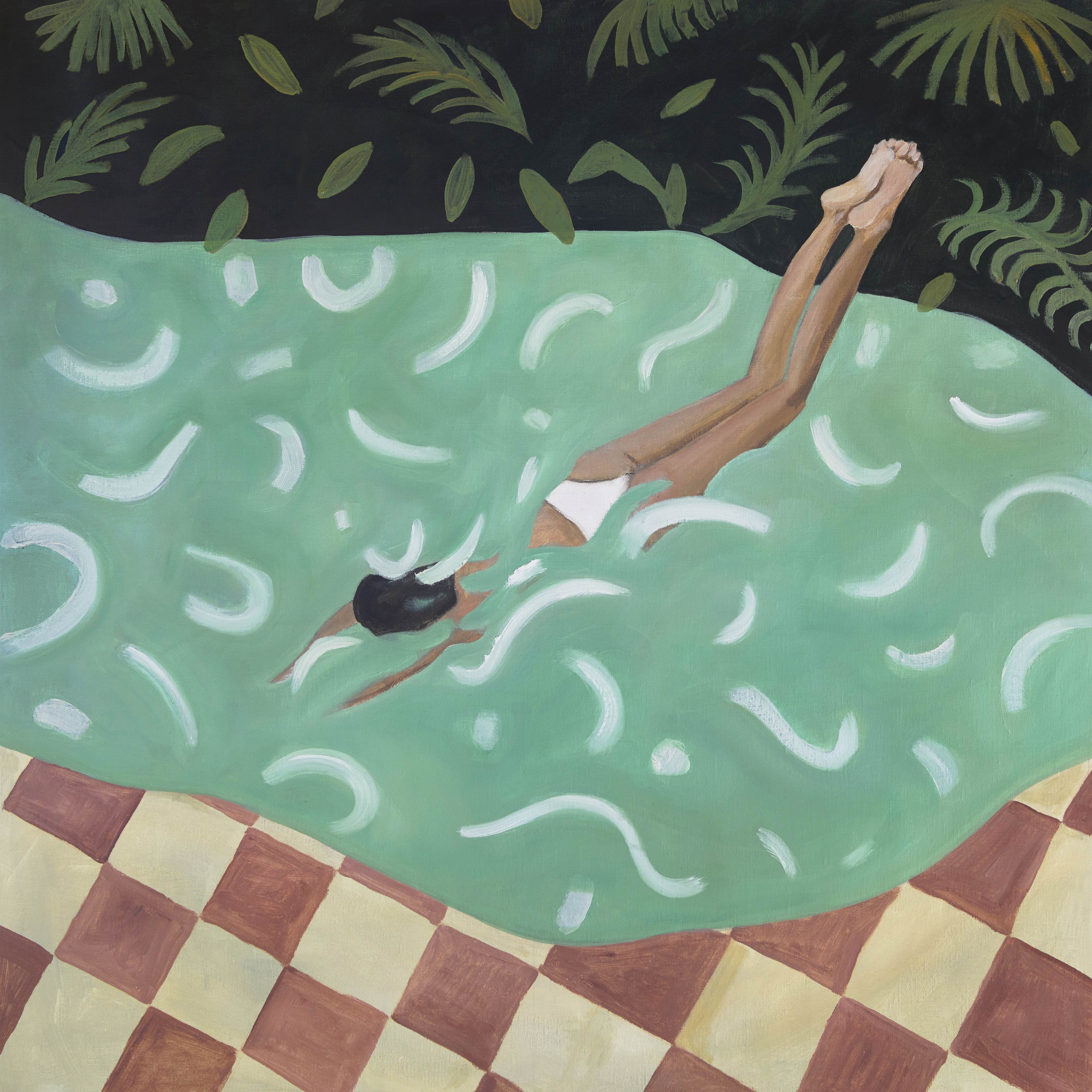 Woman diving into pool artwork