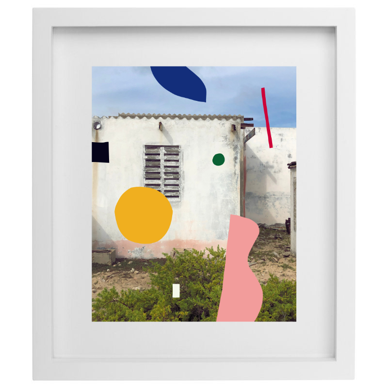 Abstract colourful multimedia artwork in a white frame