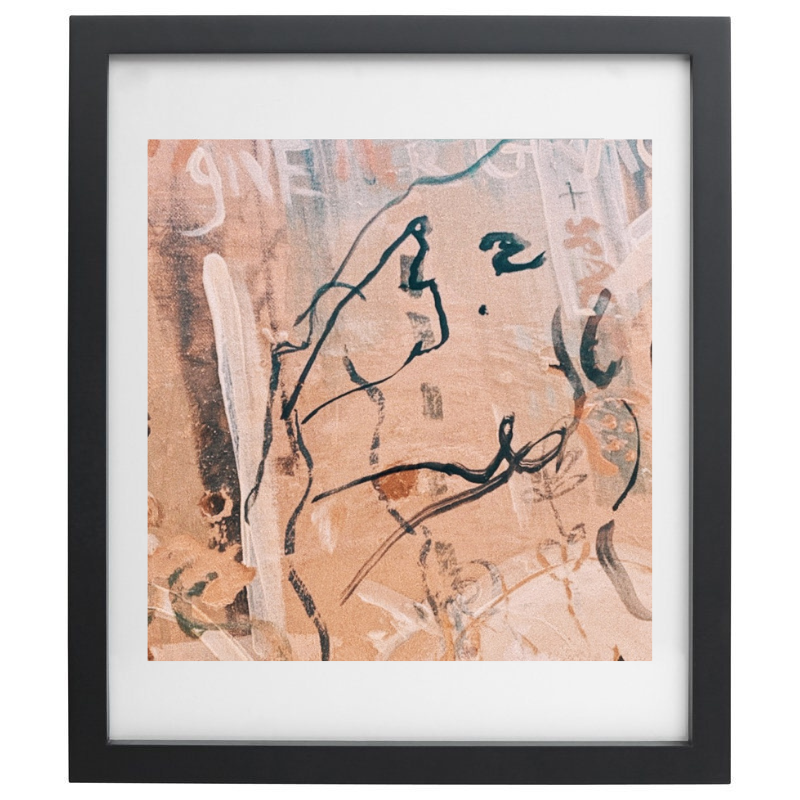 Abstract female form with a natural colour palette in a black frame
