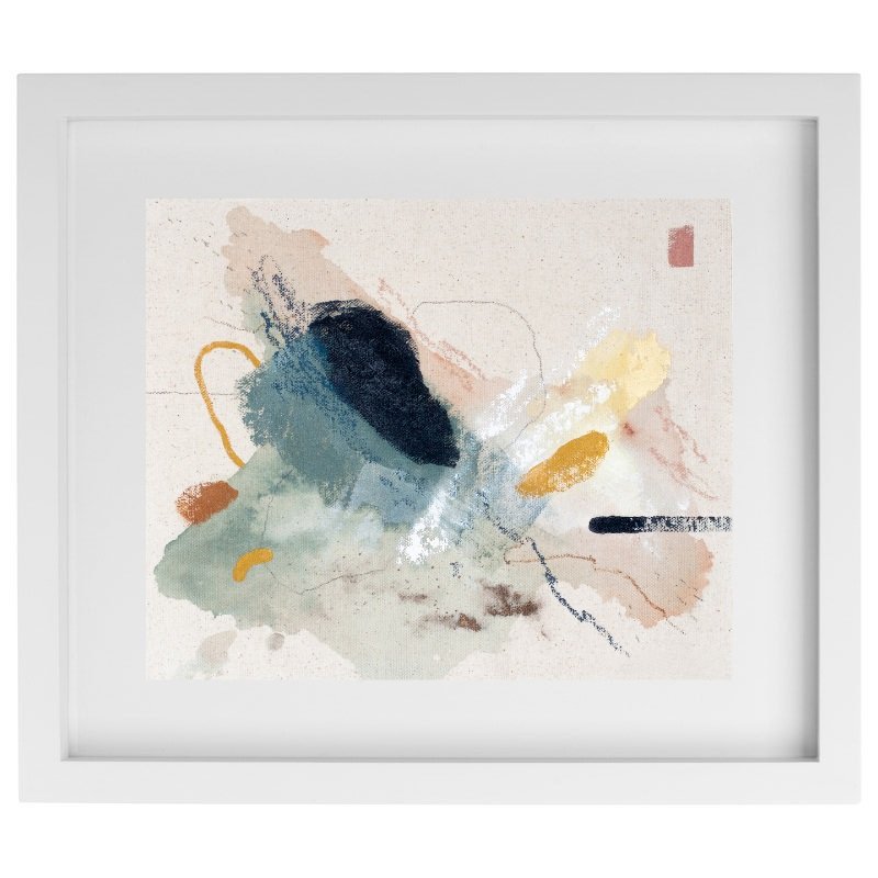 Colours of dusk abstract artwork in a white frame