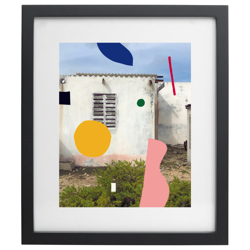 Abstract colourful multimedia artwork in a black frame