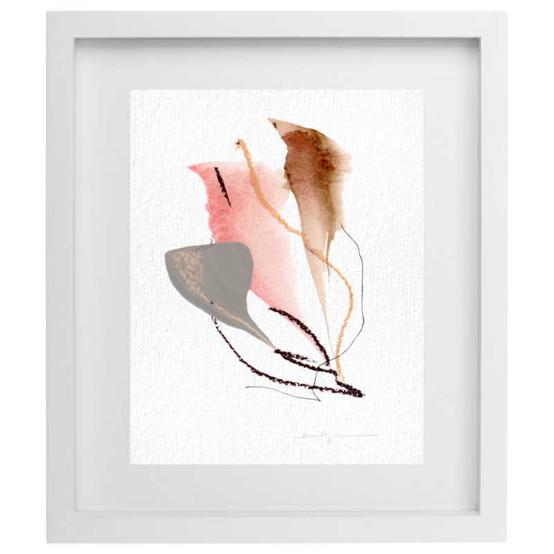 Dusty rose minimalist artwork in a white frame