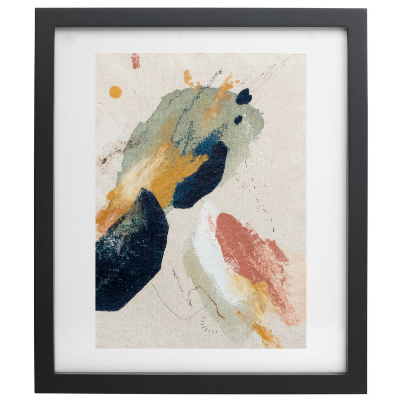 Colours of dusk abstract artwork in a black frame