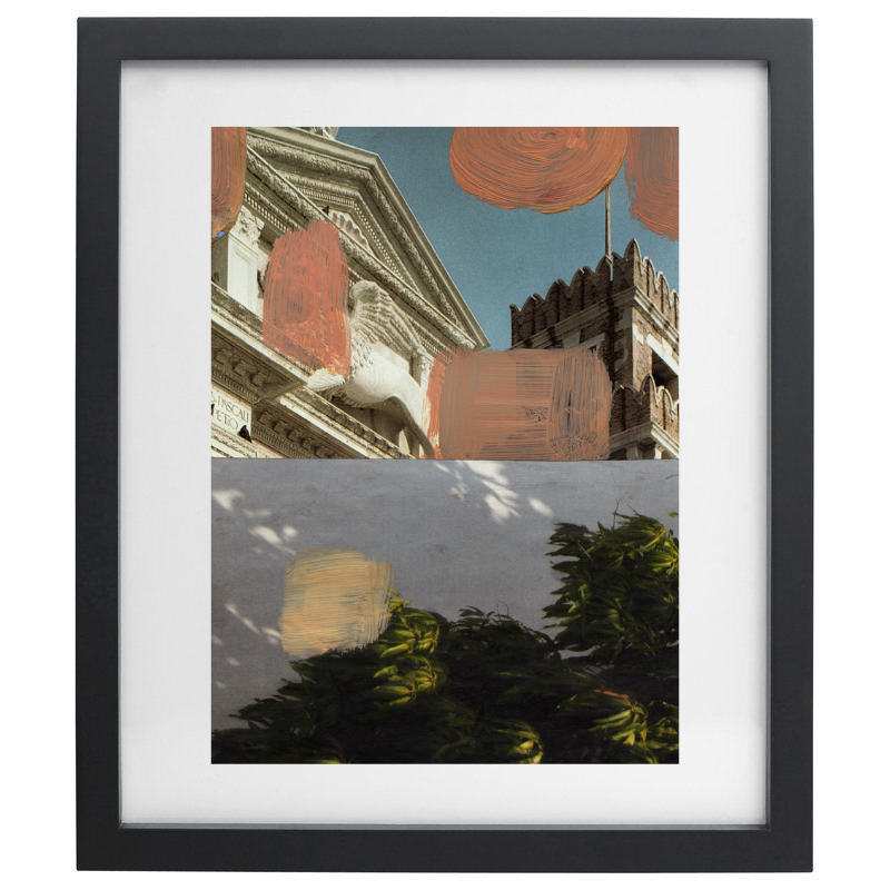 Photography with painting over top in a black frame