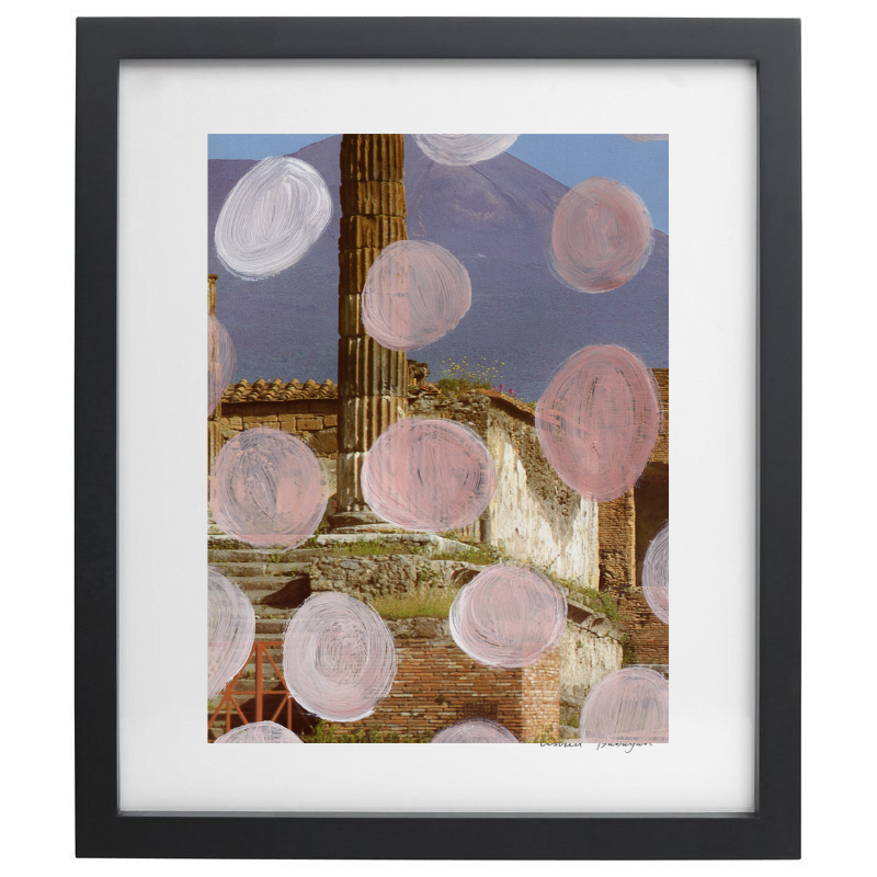 Italy photography with pink painted dots in a black frame