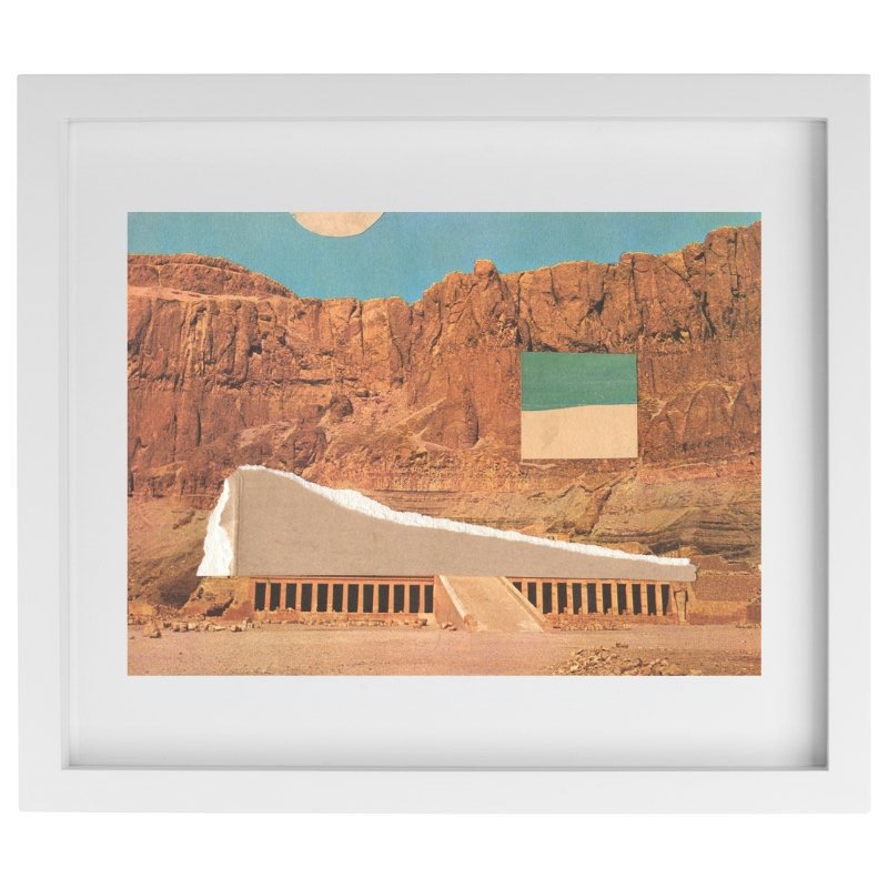 Neutral coloured multimedia artwork in a white frame