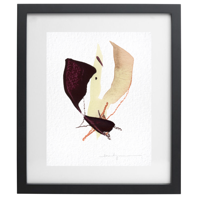 Minimalist neutral coloured artwork in a black frame