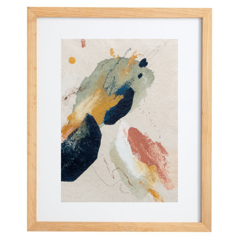 Colours of dusk abstract artwork in a natural frame