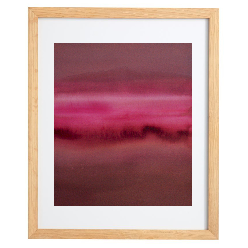 Abstract pink gradient artwork with natural frame