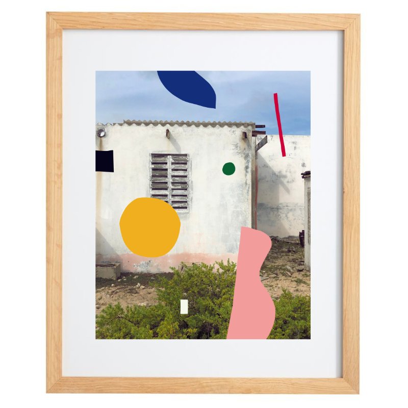 Abstract colourful multimedia artwork in a natural frame