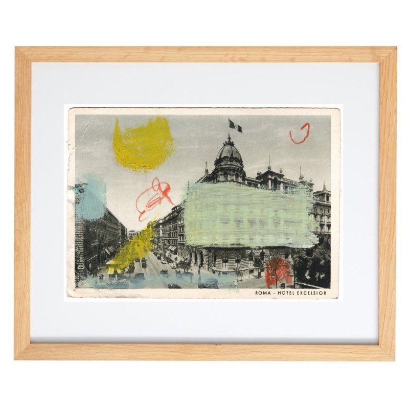 Roma Hotel Excelsior multimedia artwork in a natural frame