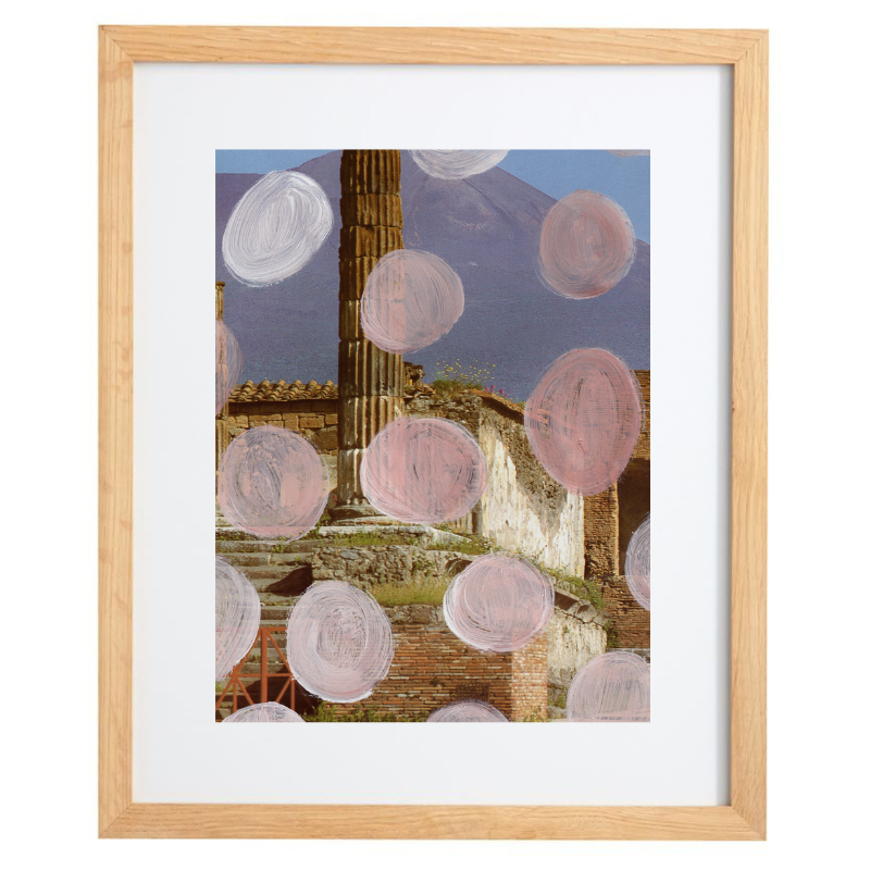 Italy photography with pink painted dots in a natural frame