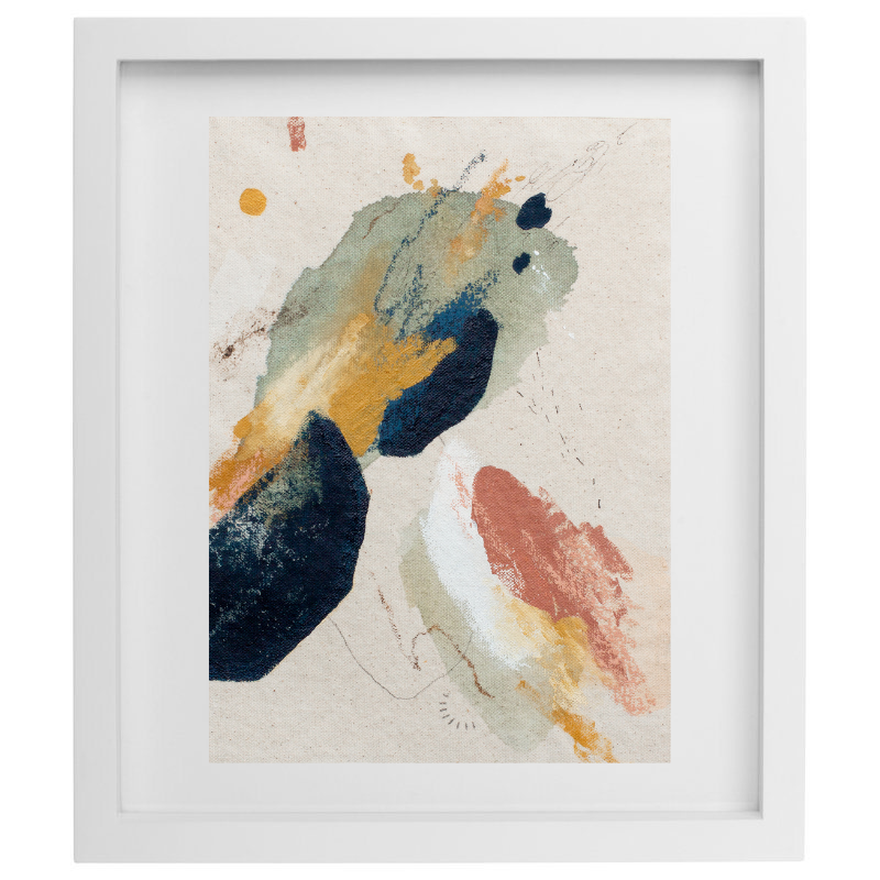 Colours of dusk abstract artwork in a white frame