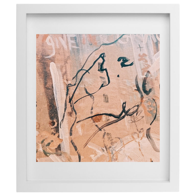 Abstract female form with a natural colour palette in a white frame