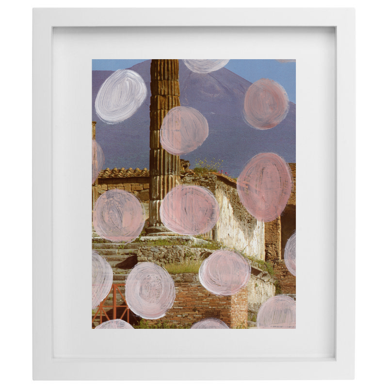 Italy photography with pink painted dots in a white frame