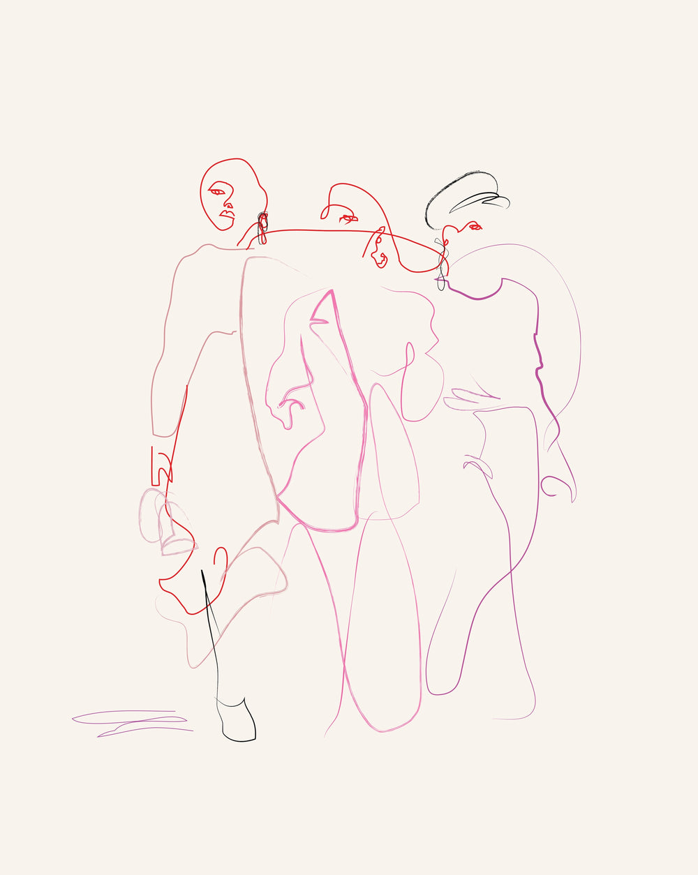 Abstract minimalist pink line artwork