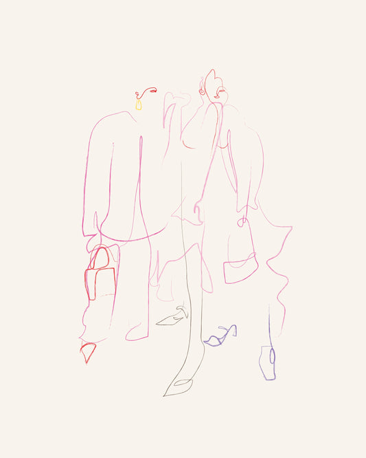 Abstract minimalist multicolour line artwork