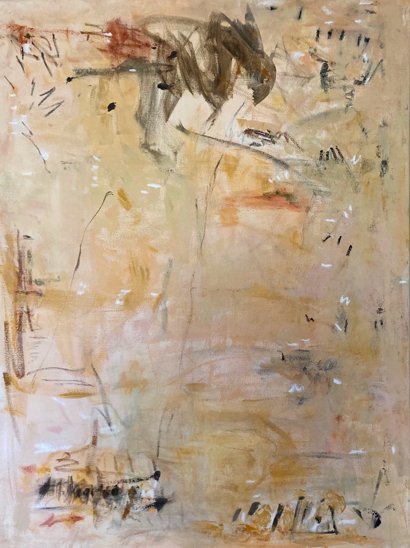 Abstract neutral brushstroke artwork