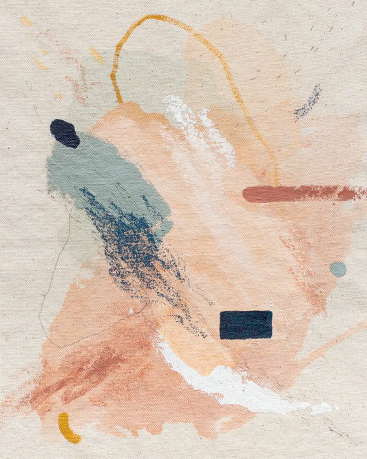 Pink, blue and orange abstract artwork