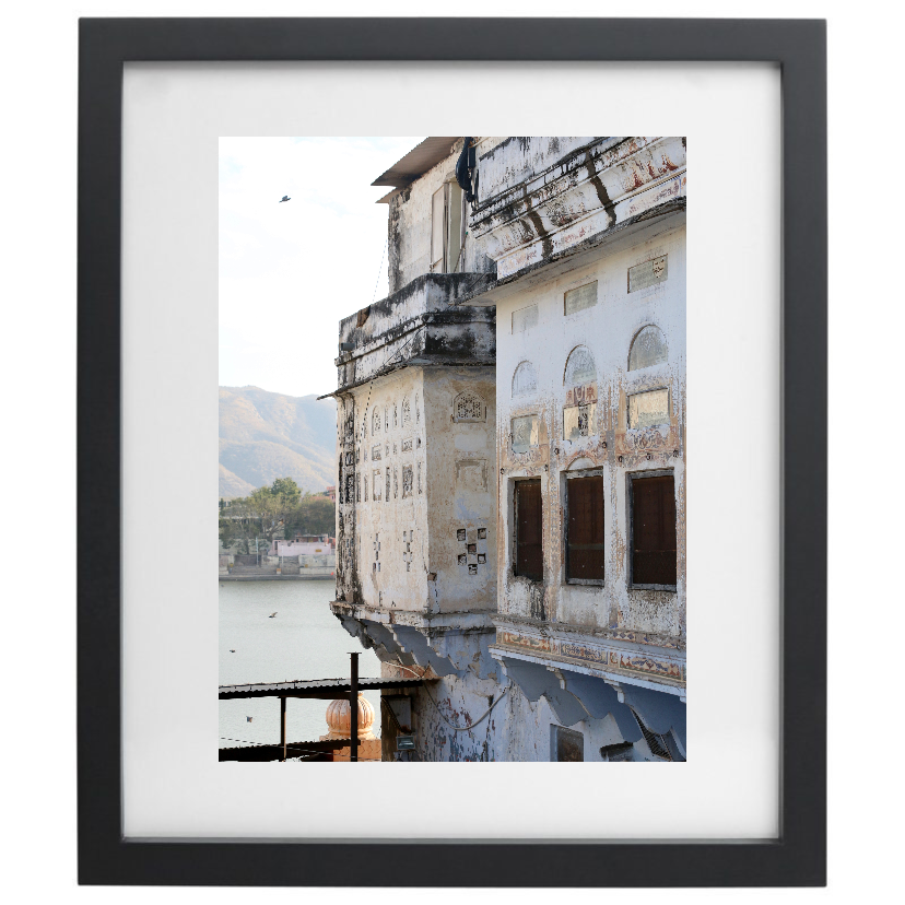 Pushkar Lake travel photography in a black frame