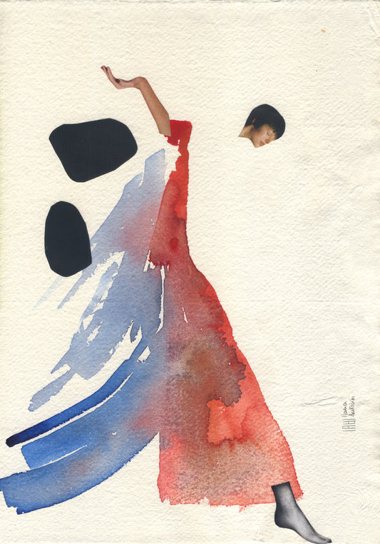 Blue and pink fashion watercolour artwork 