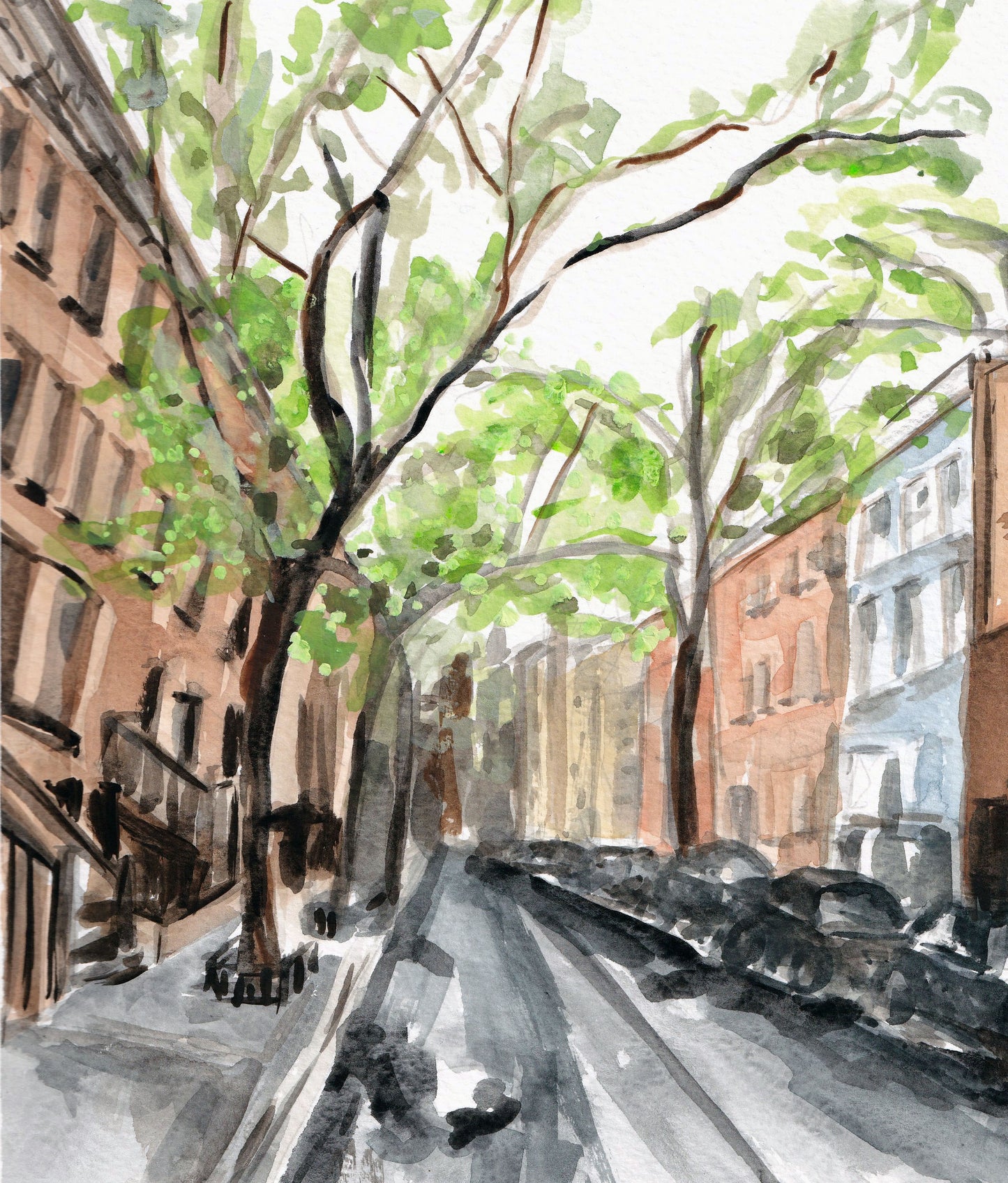 New York street watercolour artwork