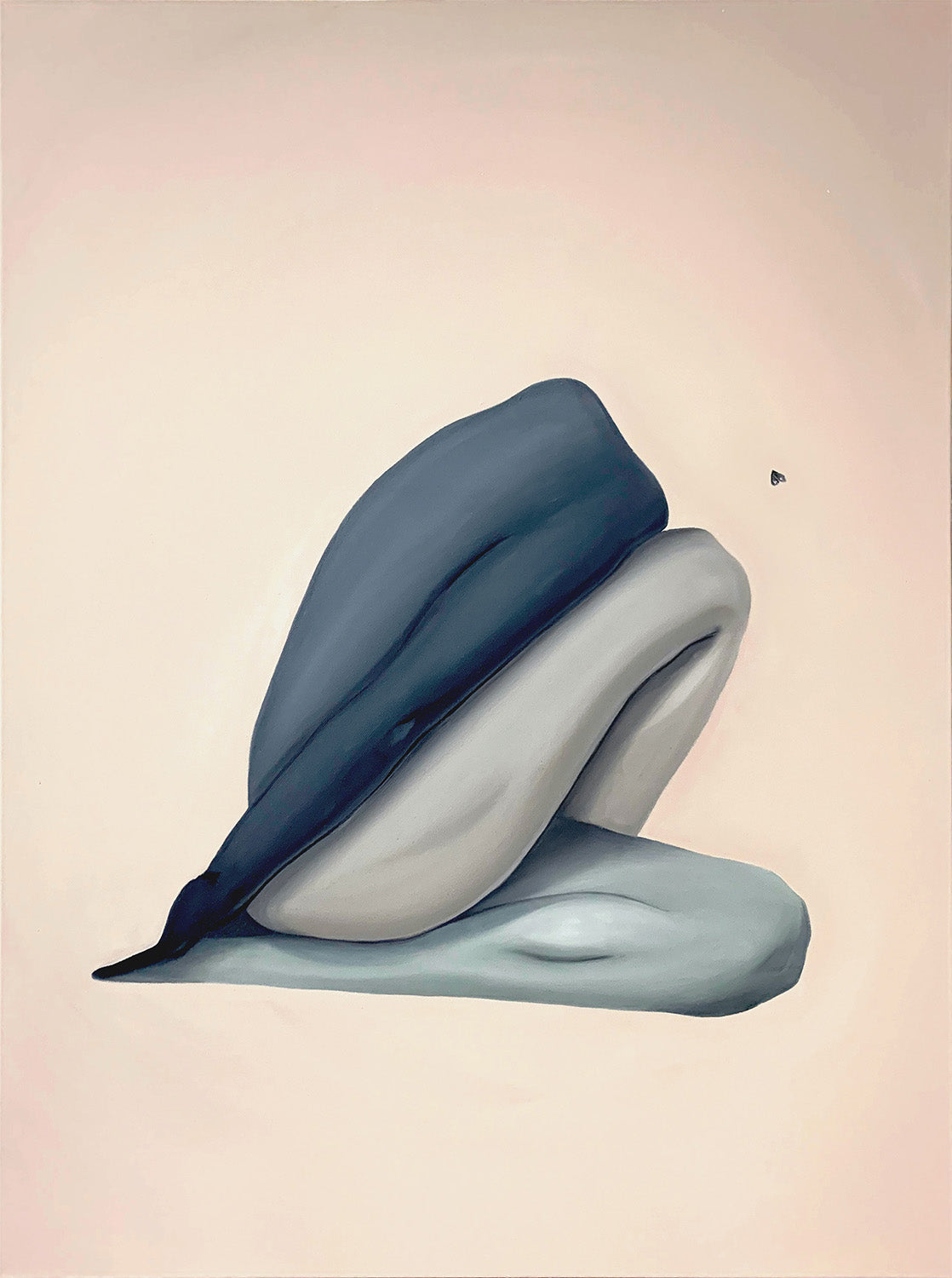 Blue female figure with a beige background