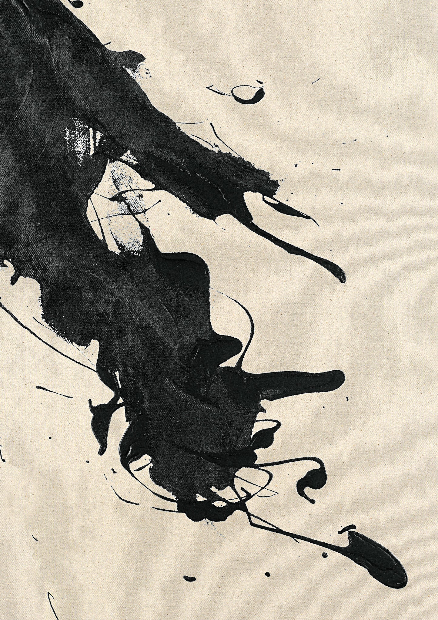 Abstract black paint splatter artwork