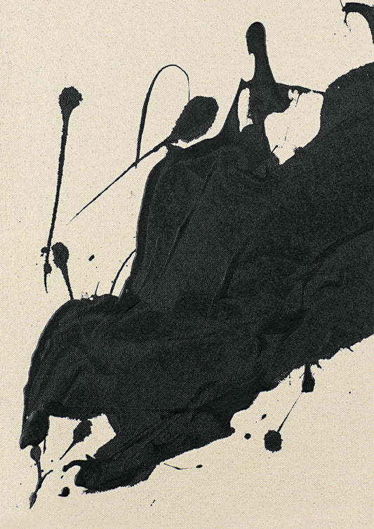 Abstract black paint splatter artwork