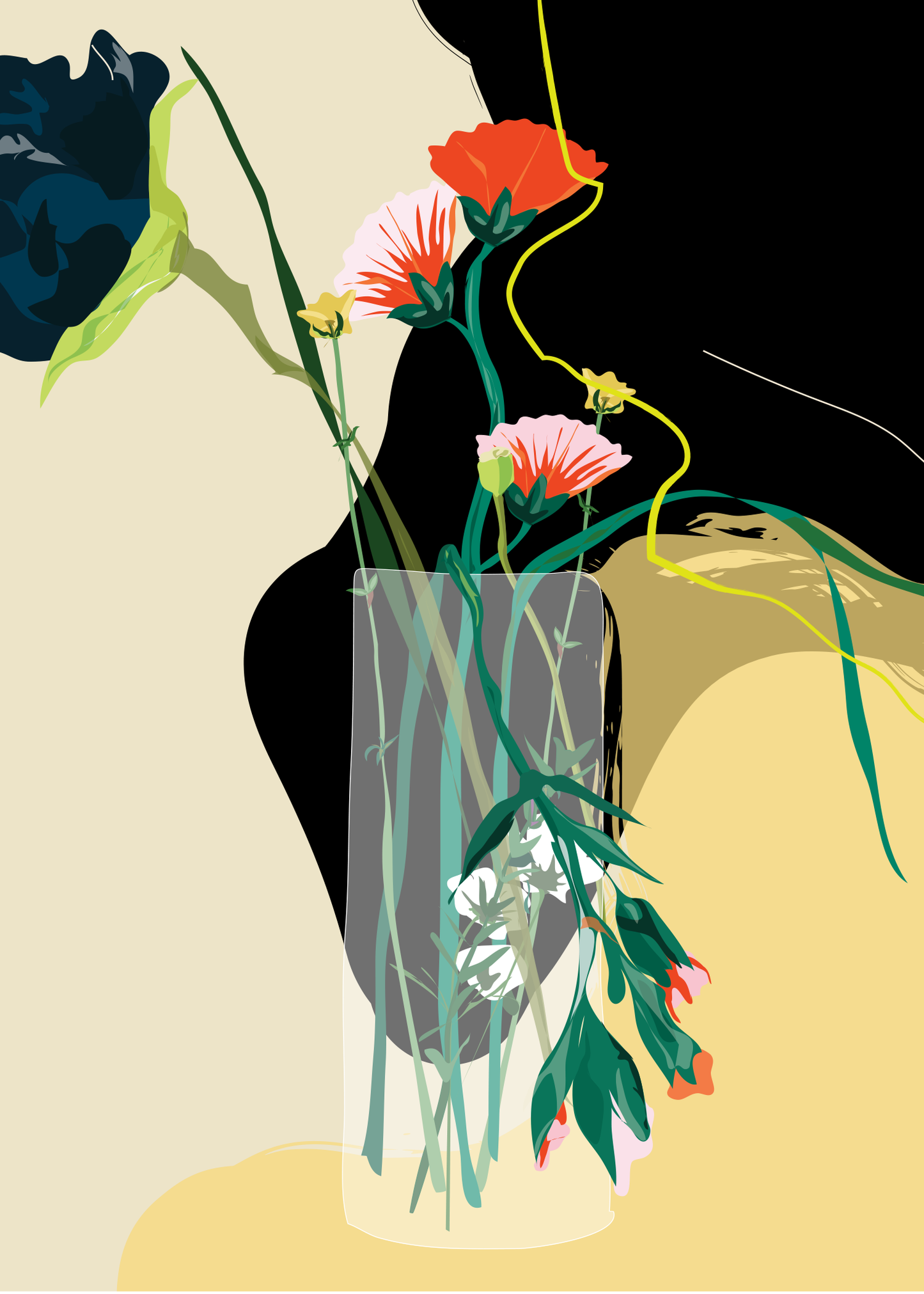 Colourful flowers still life artwork