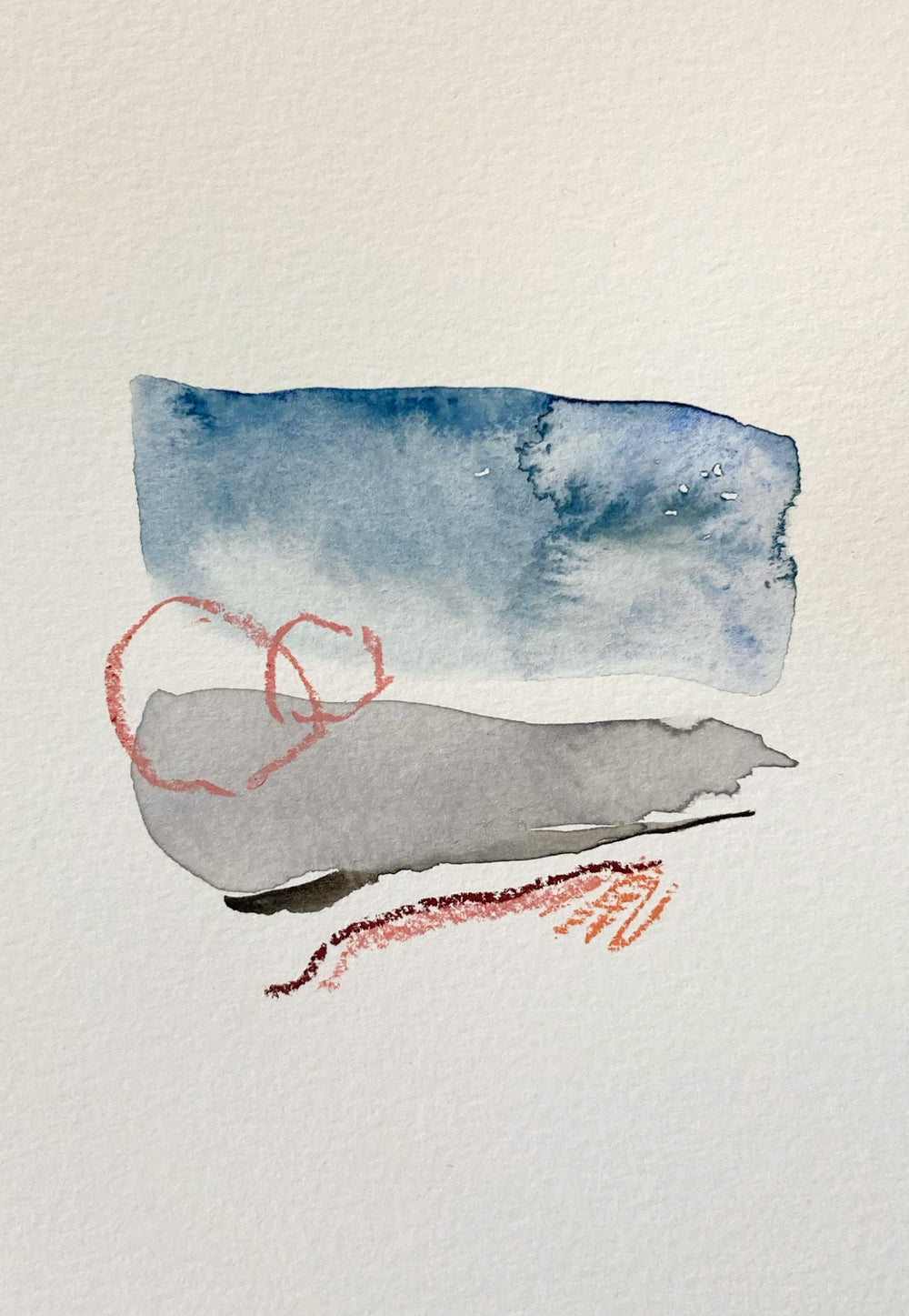 Blue, grey, and pink minimalist watercolour artwork