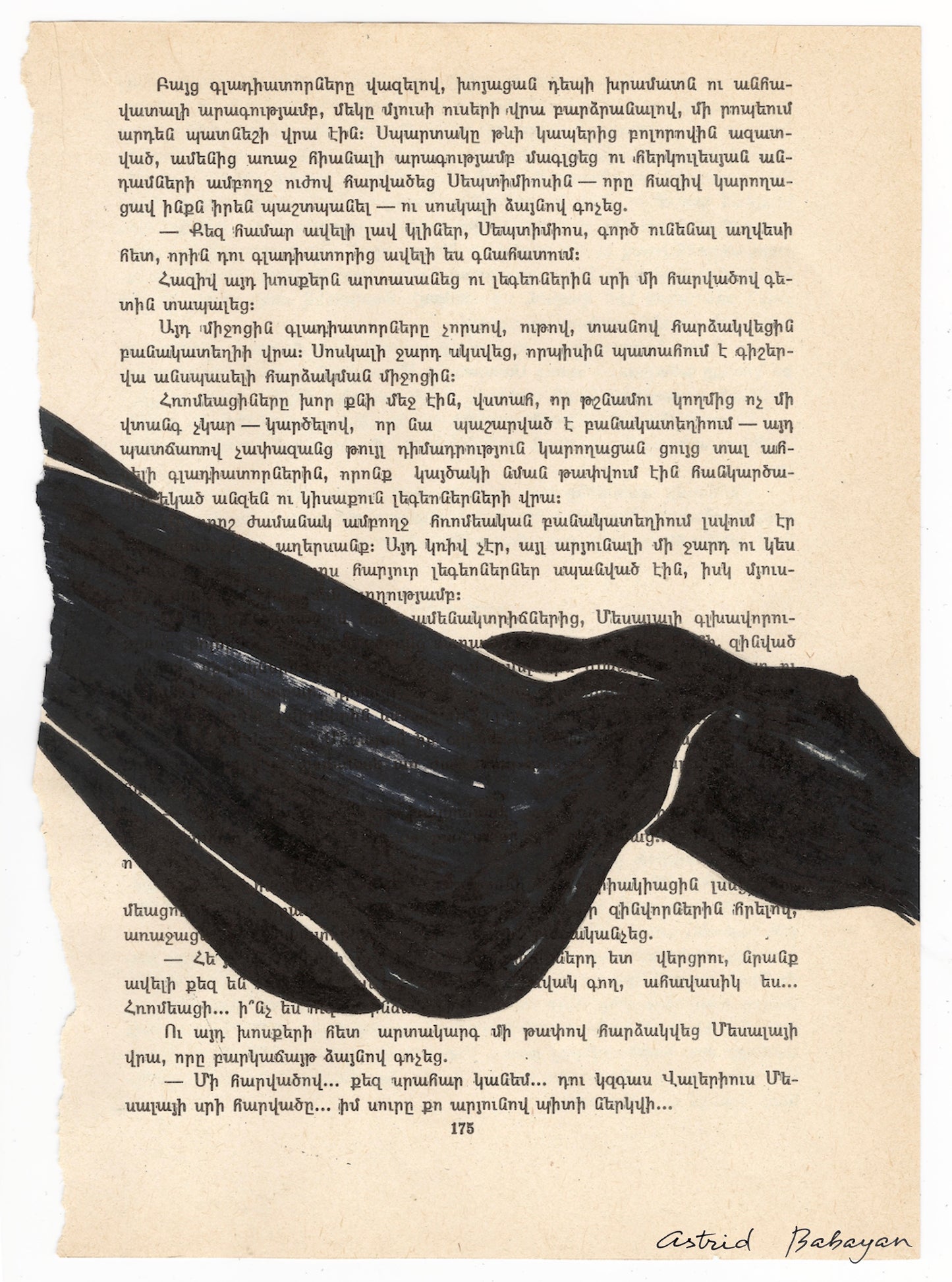 Minimalist artwork of a female form on top of a page of a book