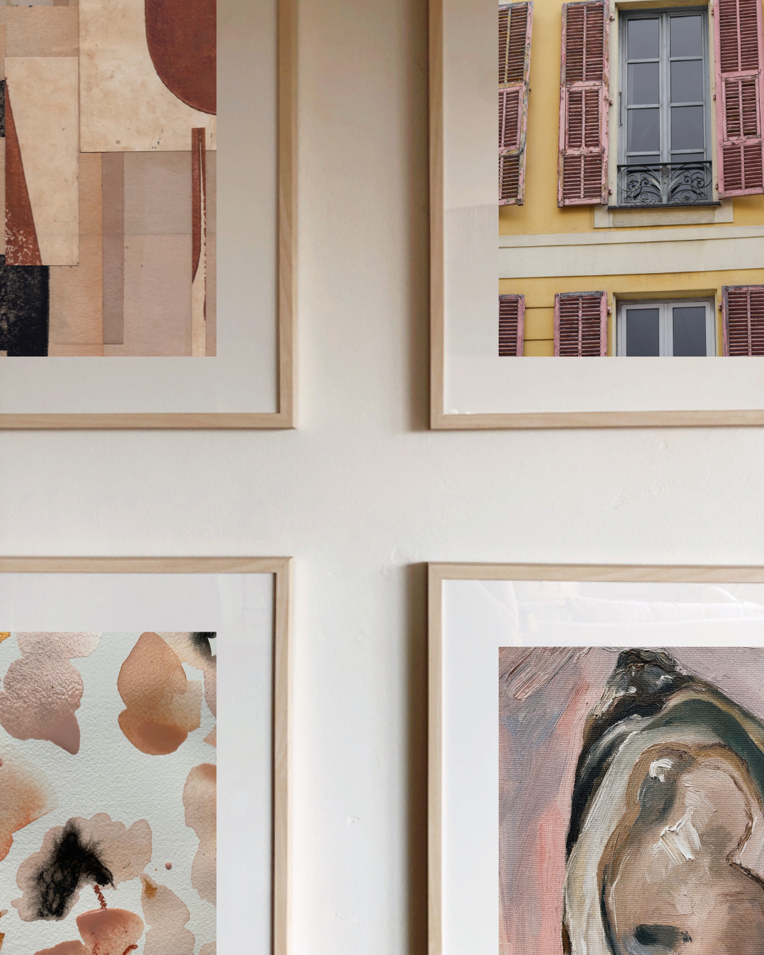 Abstract pink watercolour artwork pictured on a wall