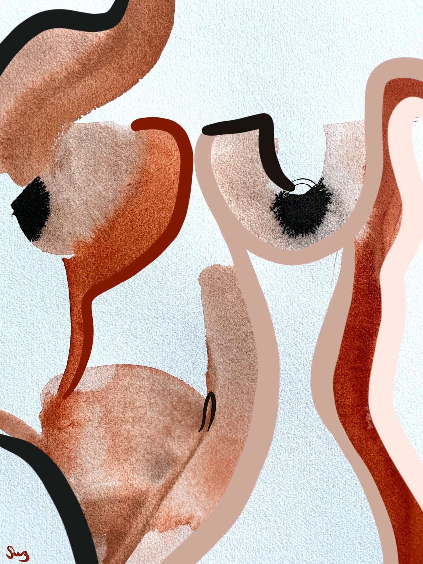 Abstract pink and brown artwork