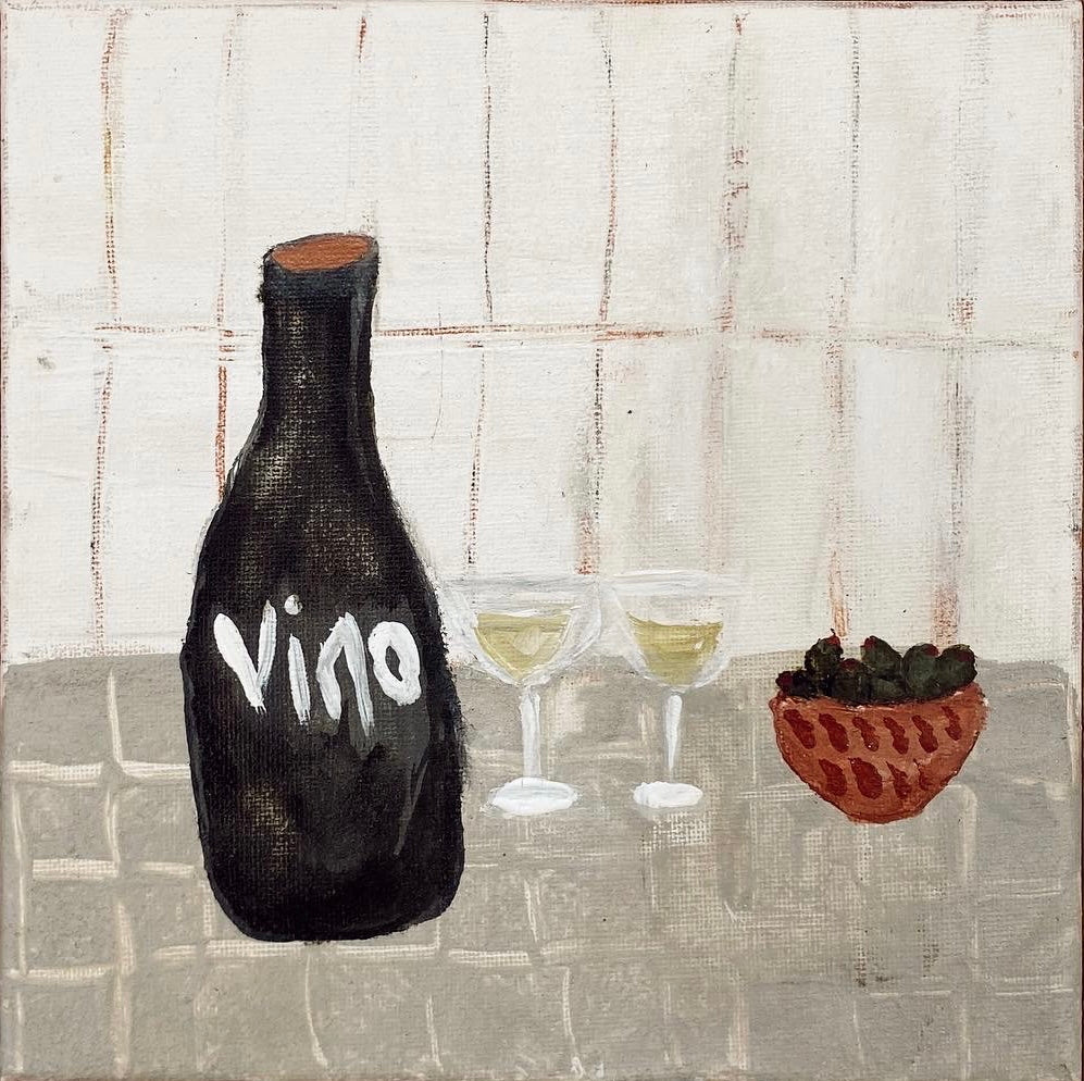 Abstract wine and grapes artwork