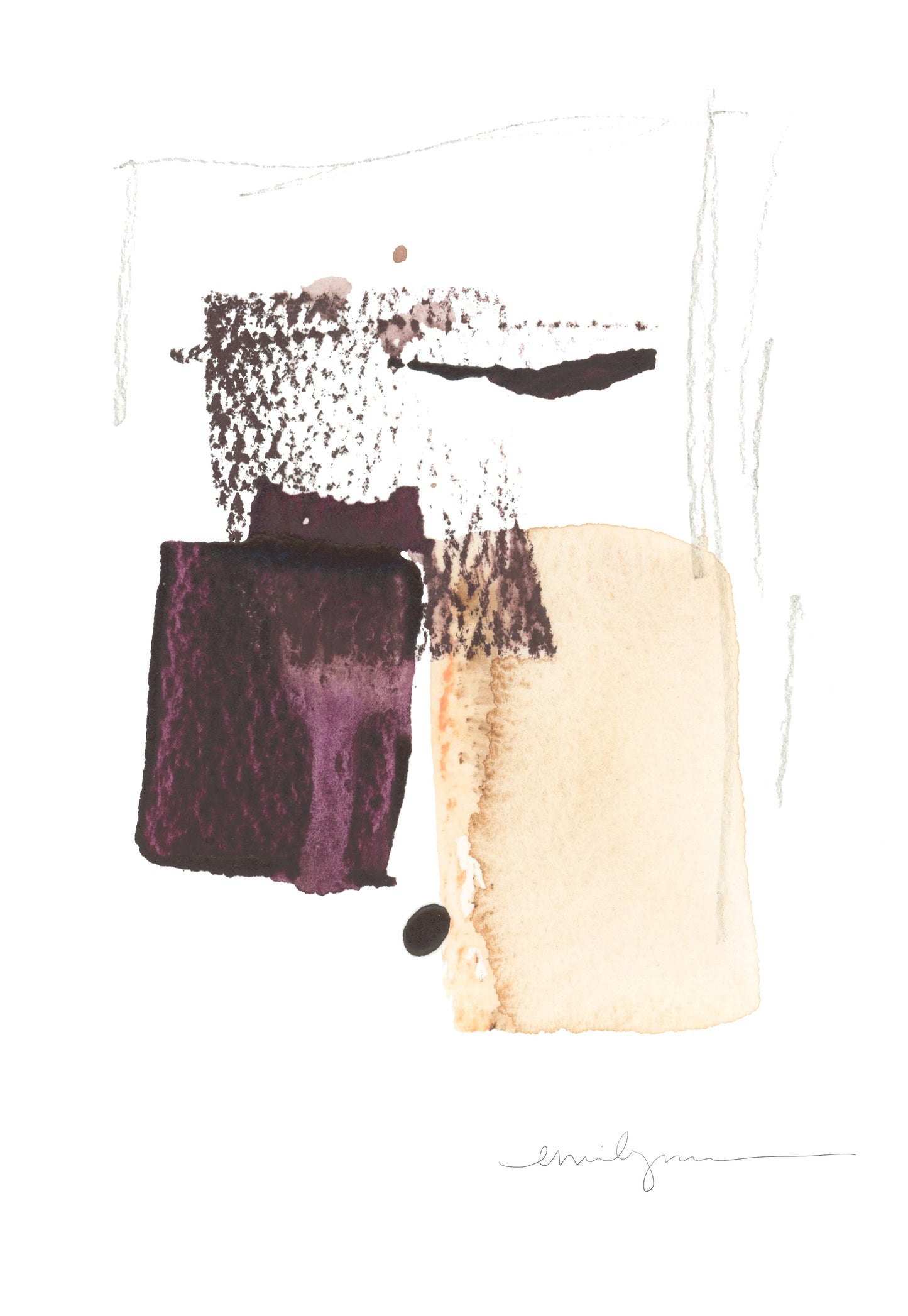 Neutral minimalist brushstroke artwork