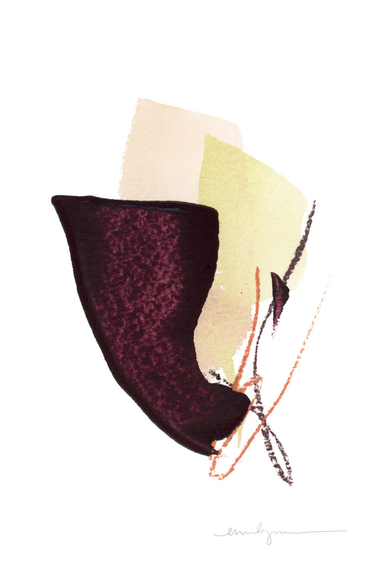 Burgundy and green minimalist artwork