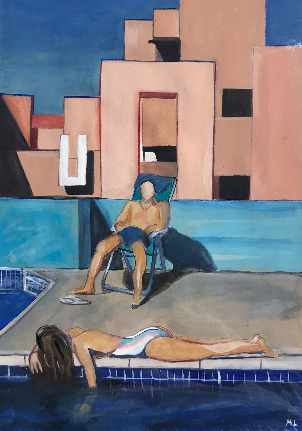 Humans poolside artwork