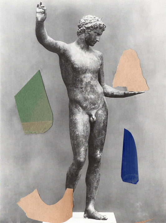 Statue with shapes artwork