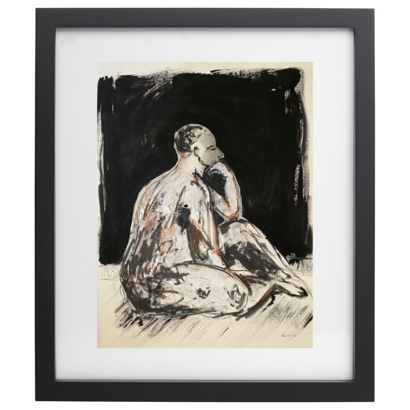 Abstract human figure artwork in a black frame