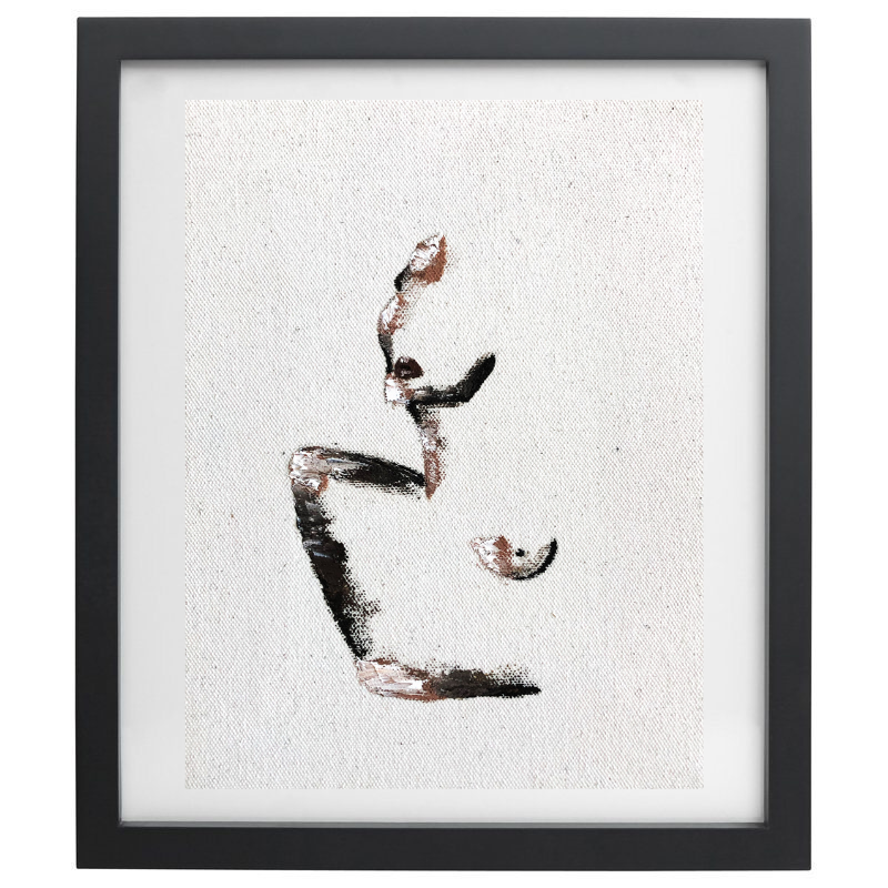 Minimalist abstract female form artwork in a black frame