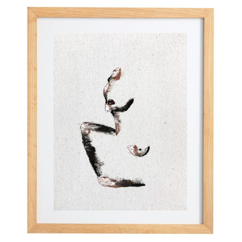 Minimalist abstract female form artwork in a natural frame
