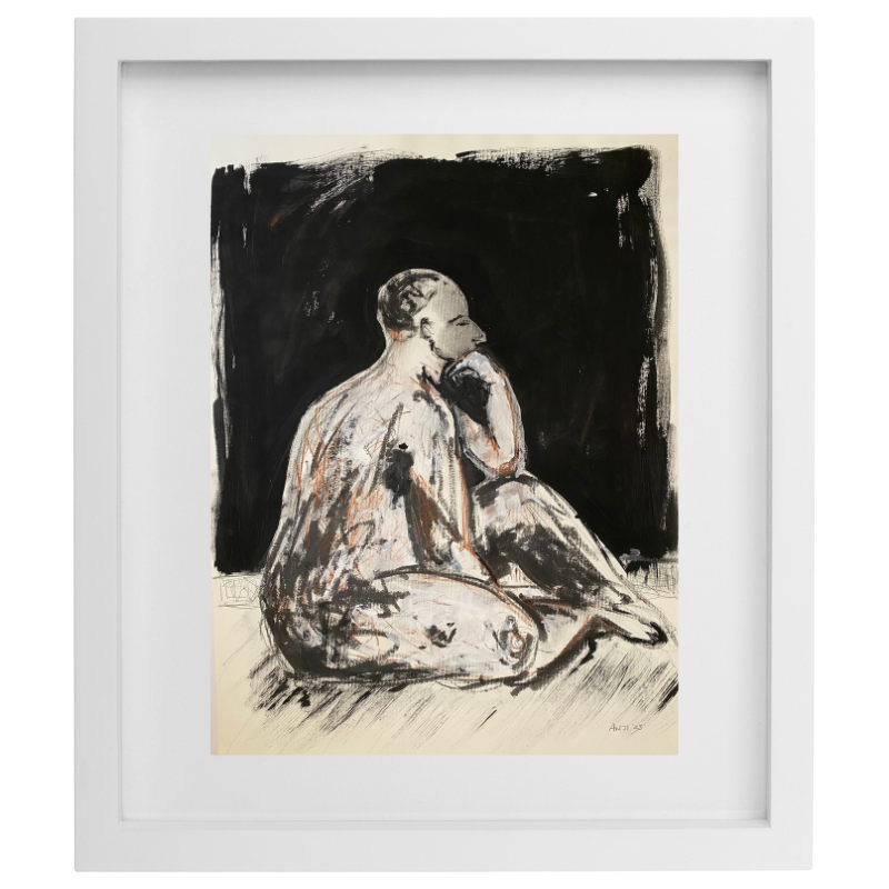 Abstract human figure artwork in a white frame