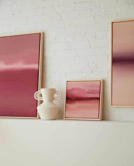 Abstract shades of pink gradient artwork with other artwork