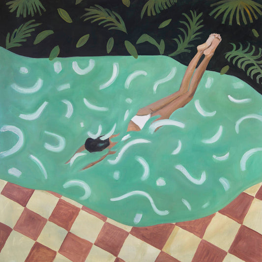 Woman diving into pool artwork